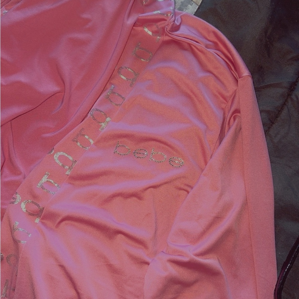Bebe Fuchsia Long Sleeve Top with Logo